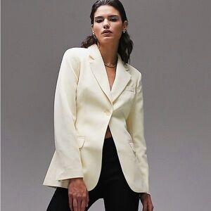 Topshop fitted single breasted blazer in buttermilk